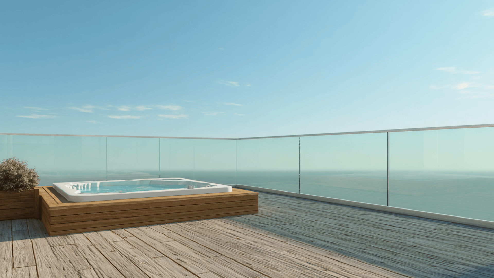raised deck with glass railings