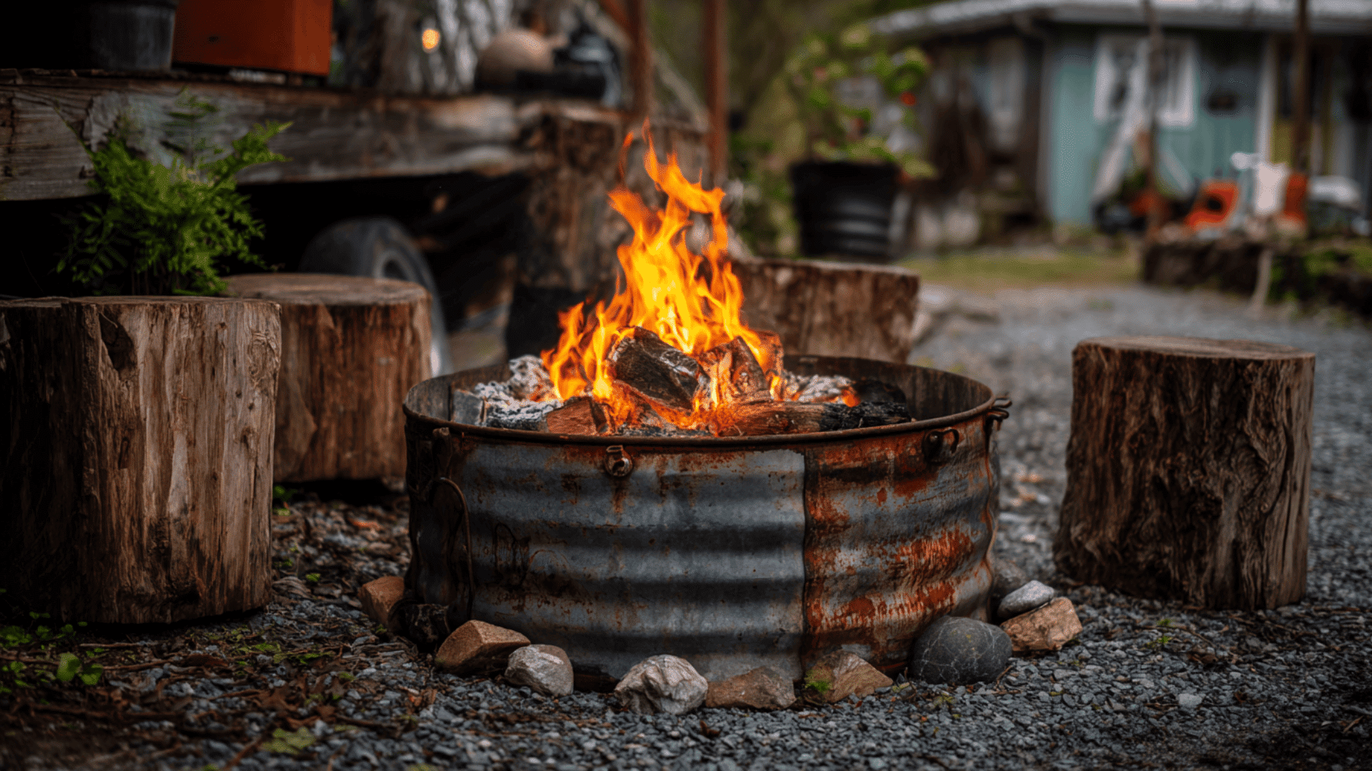 repurposed metal drum fire pit low cost fire pit landscape design idea