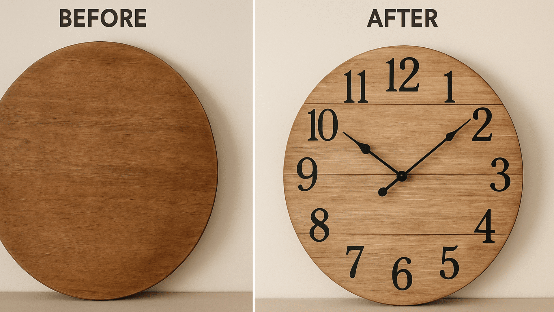 round tabletop turned large wall clock