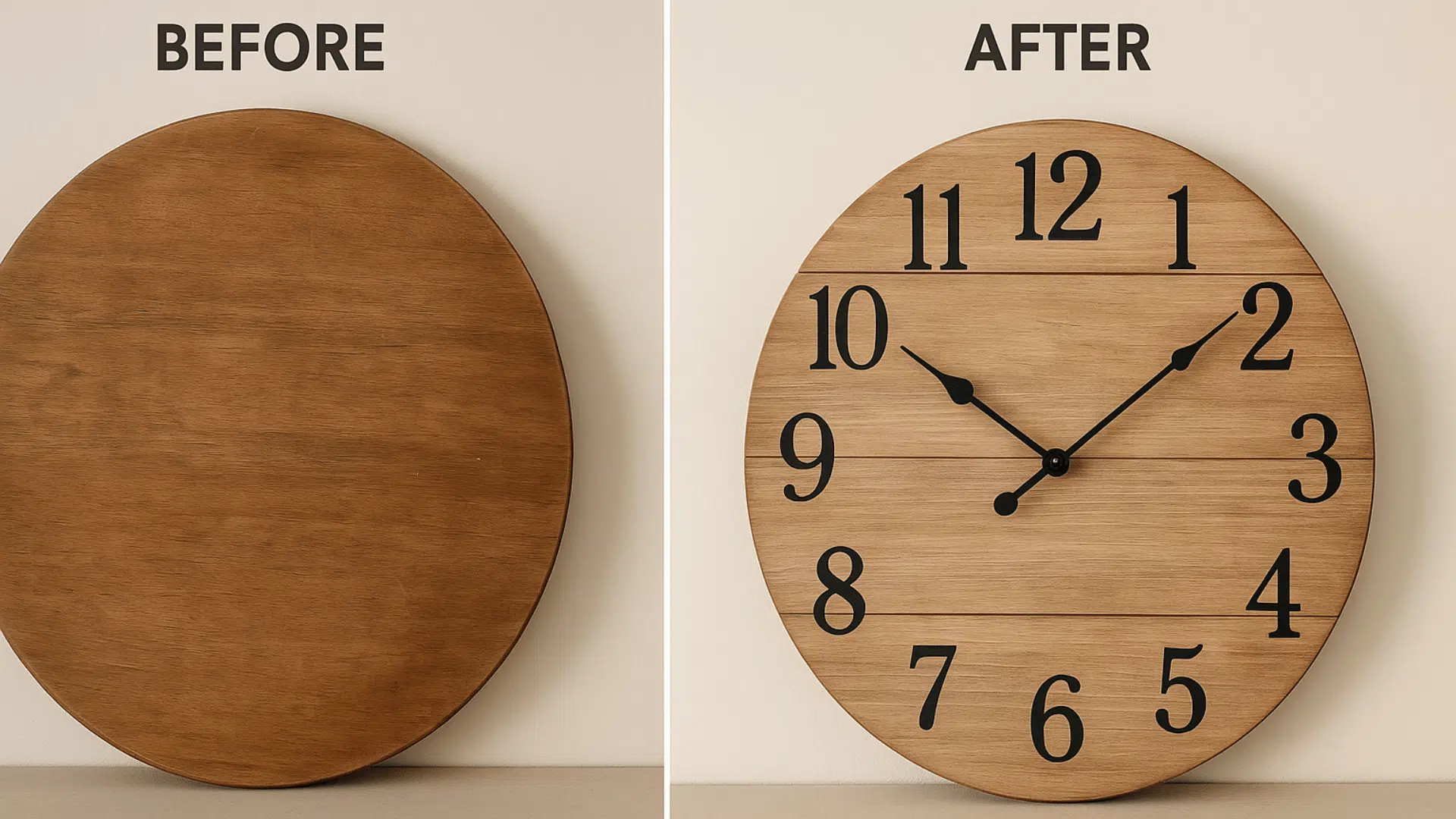round tabletop turned large wall clock