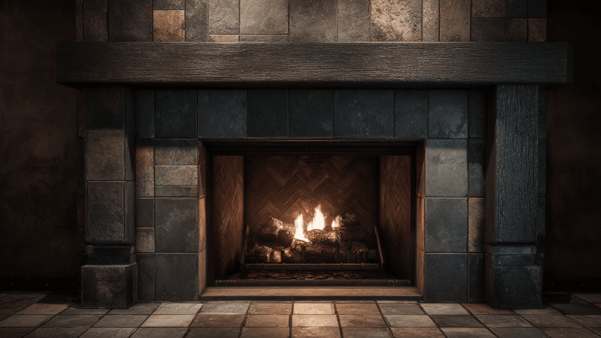 slate tile with wide grout