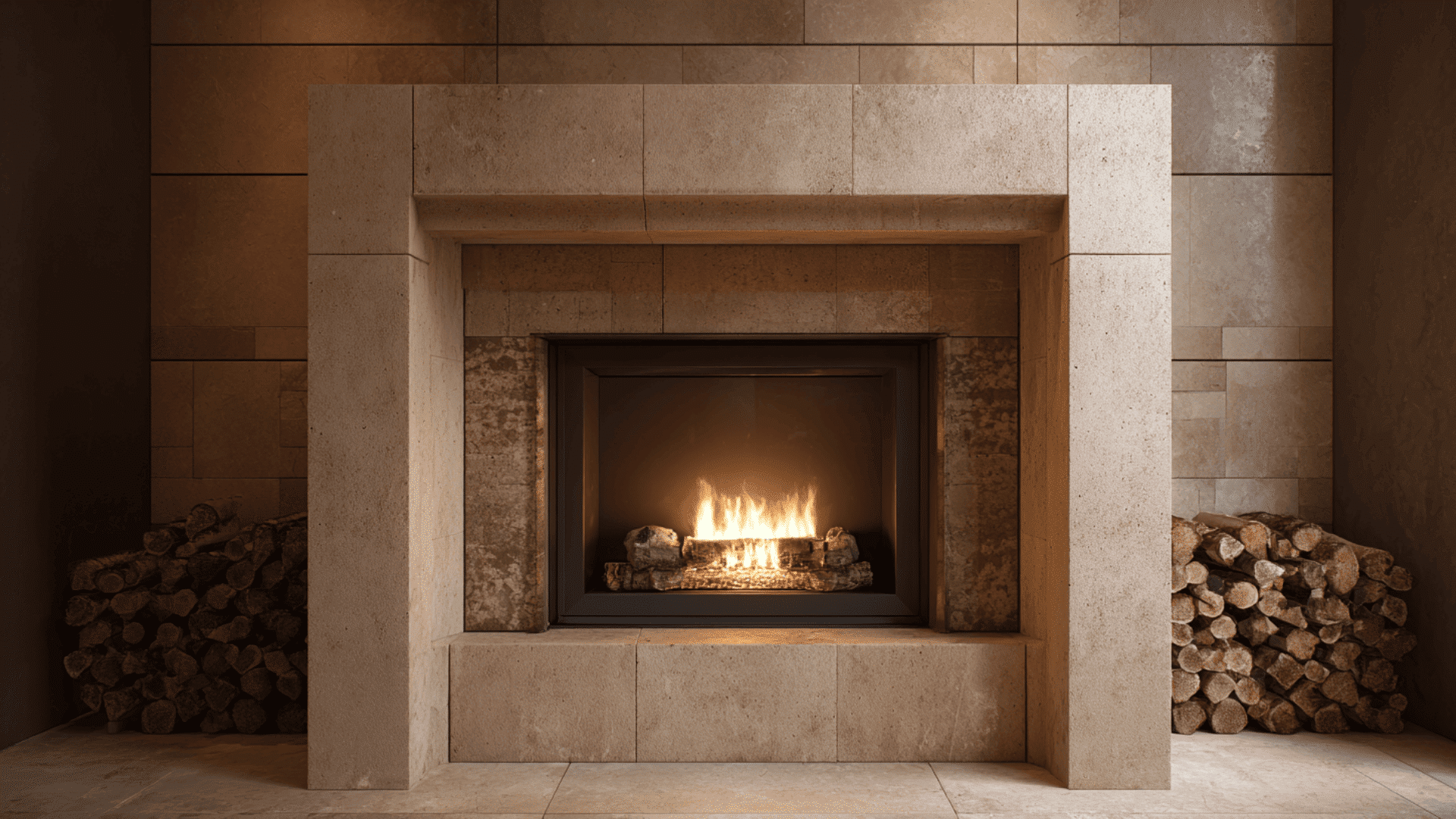 smooth sandstone fireplace tile