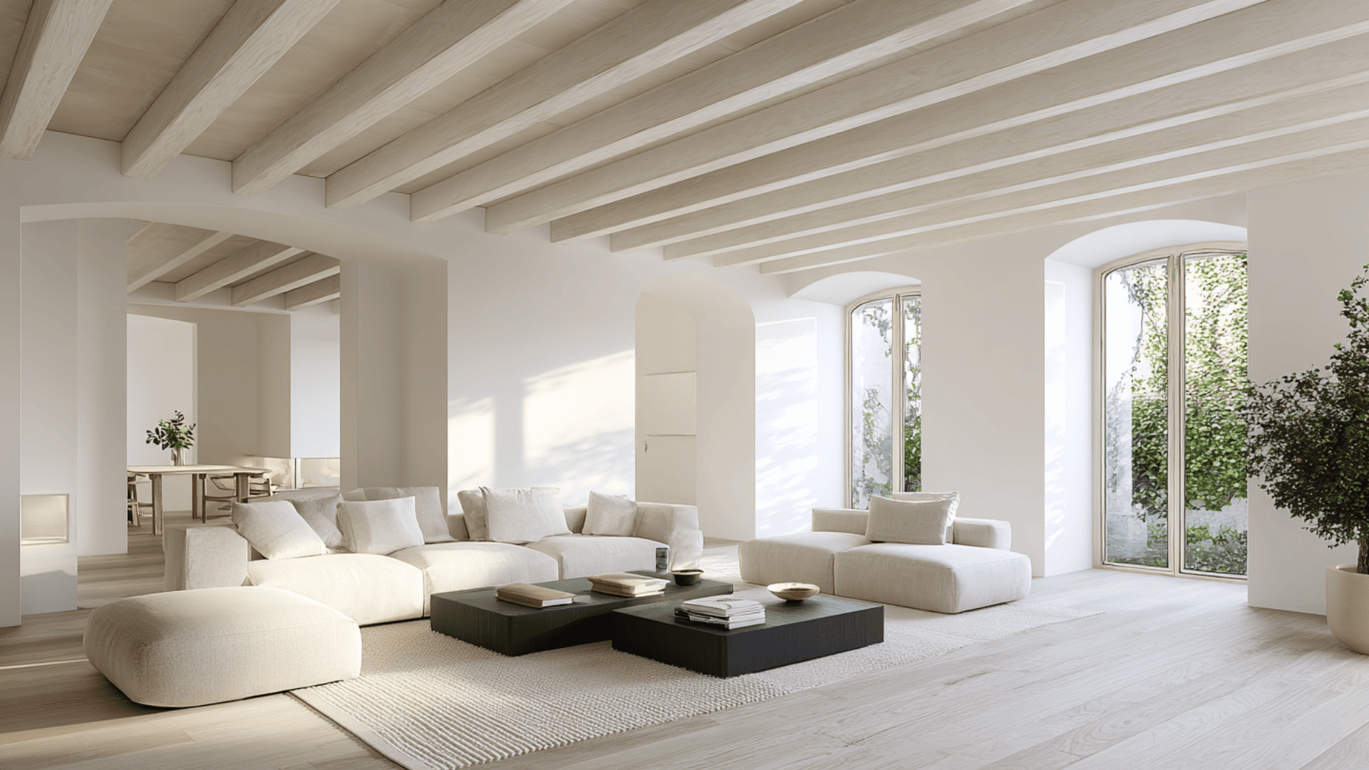 smooth white painted beams for seamless ceilings