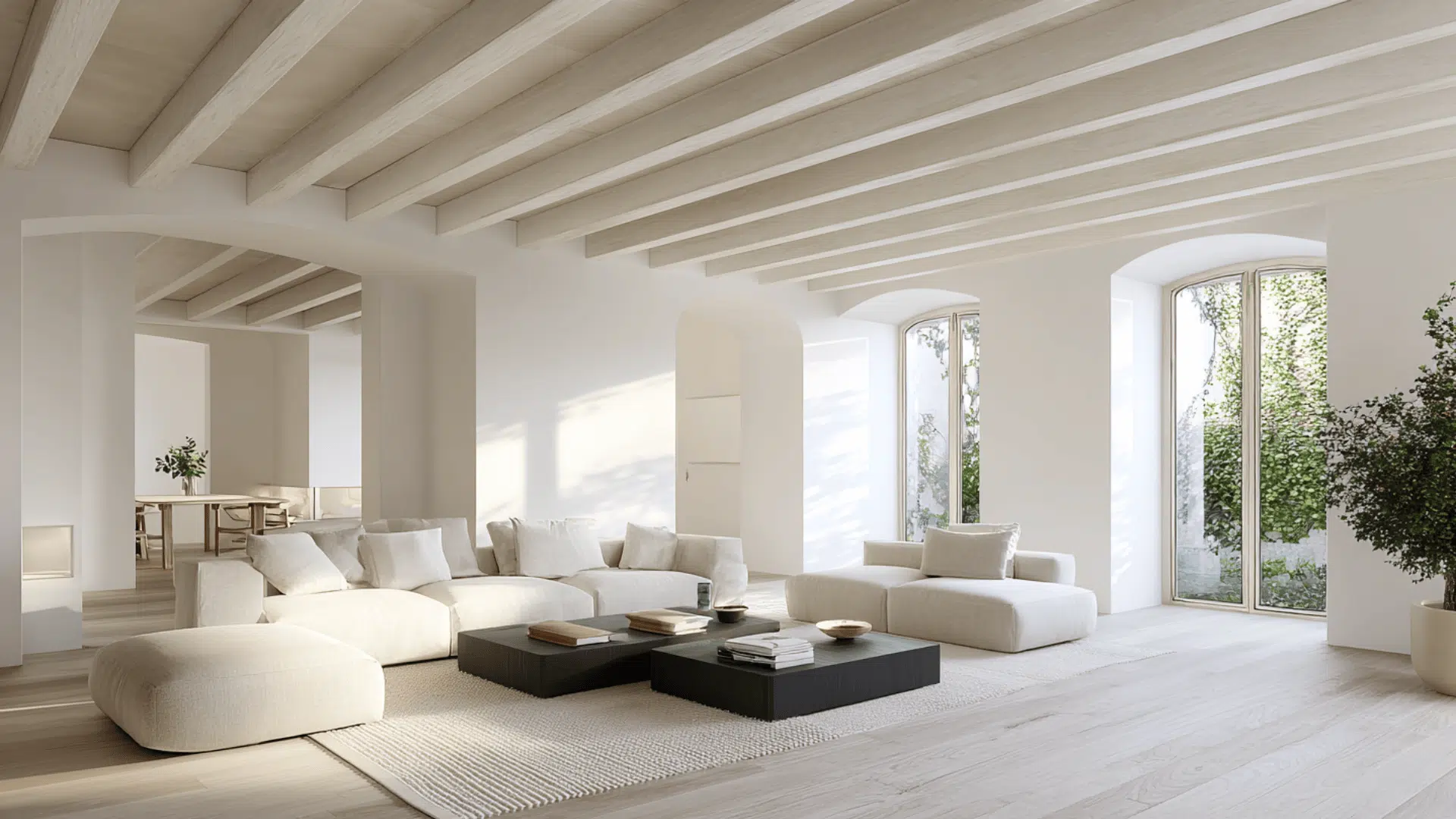 smooth white painted beams for seamless ceilings