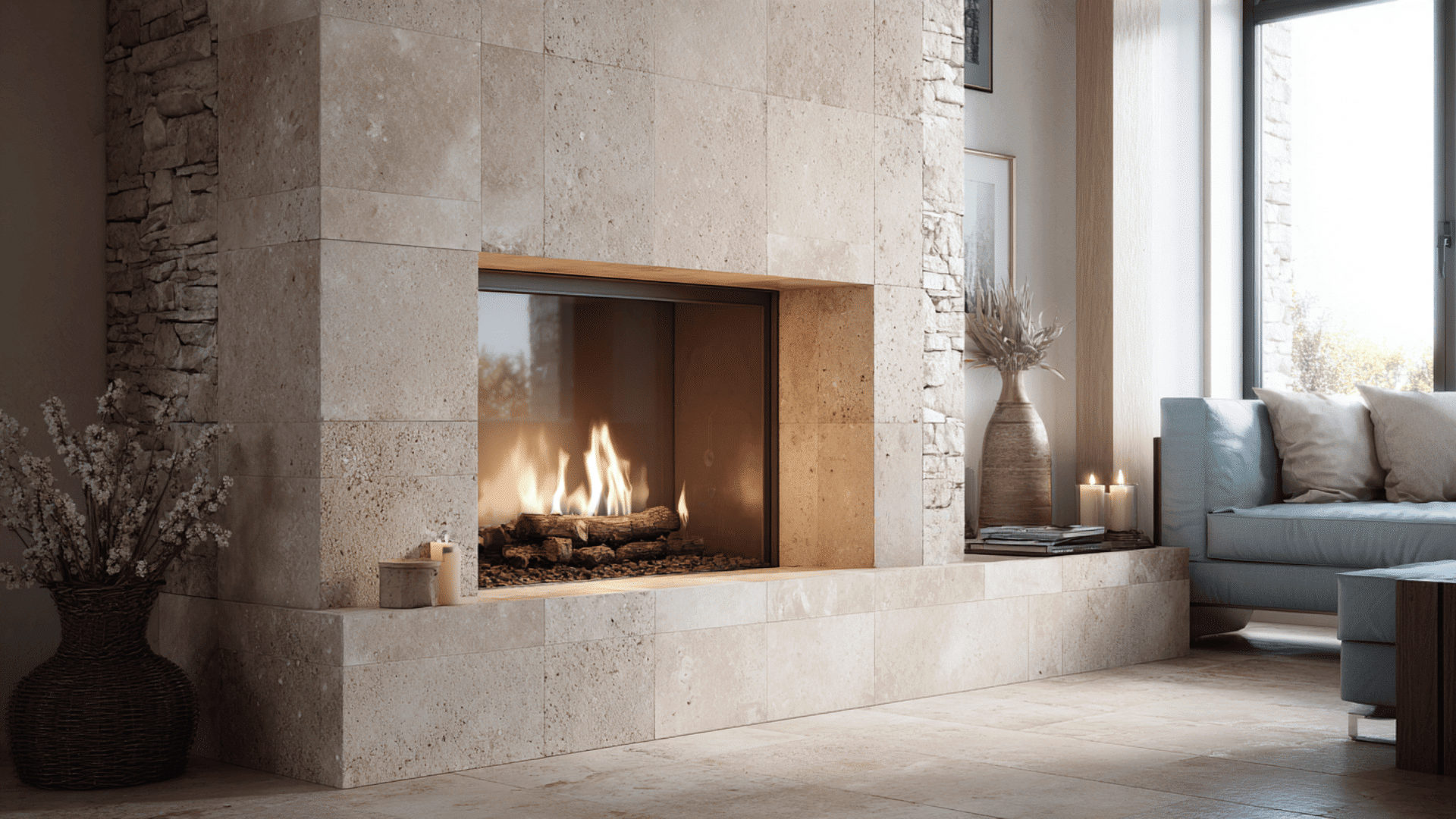 soft natural travertine surround