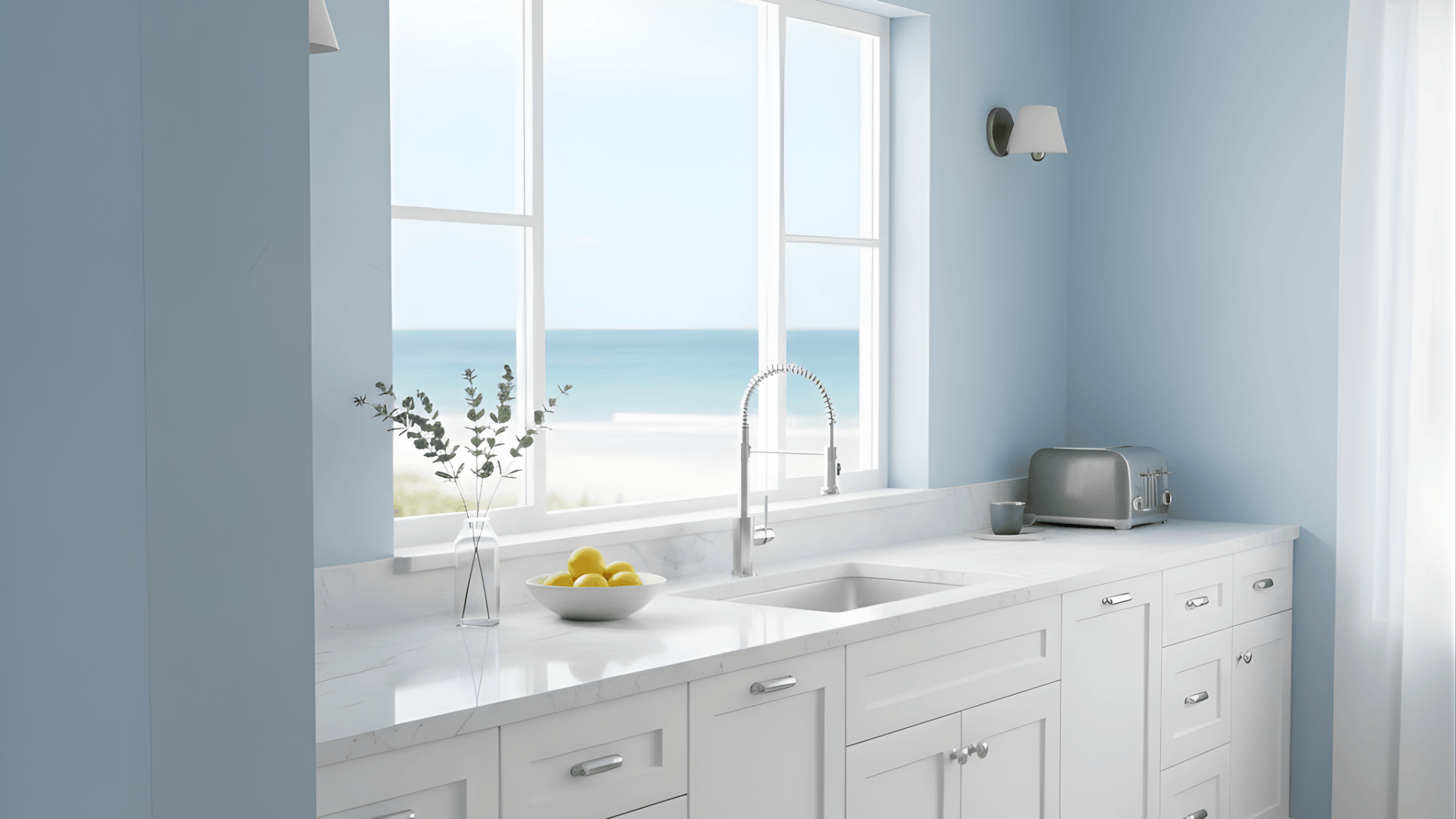 soft sky blue kitchen paint colors white cabinets