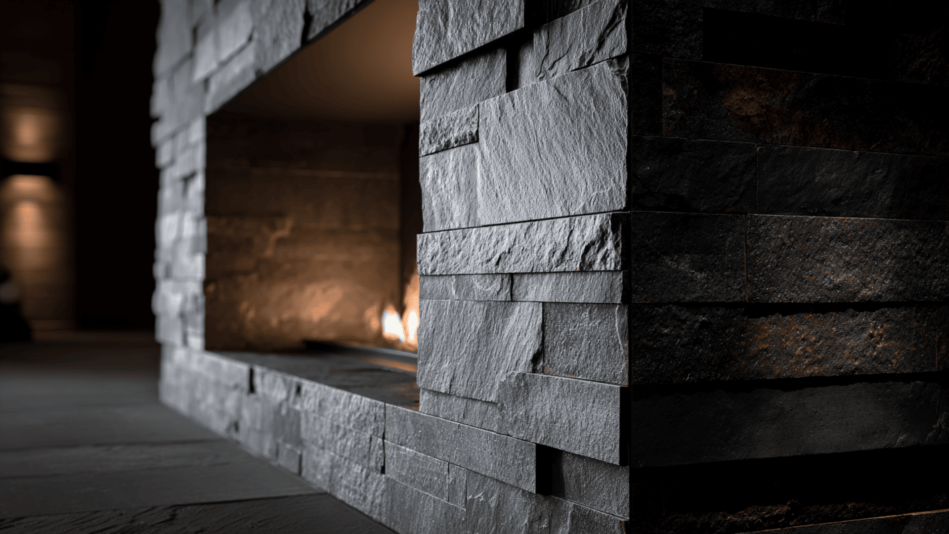 stacked slate textured surround