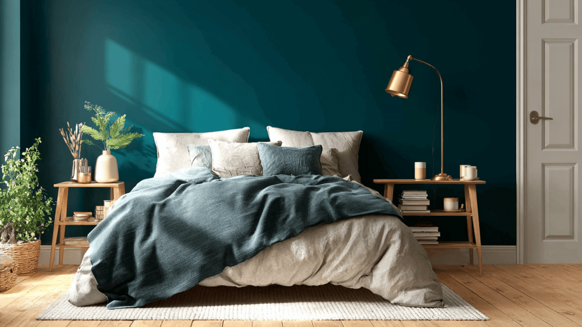 teal accent wall