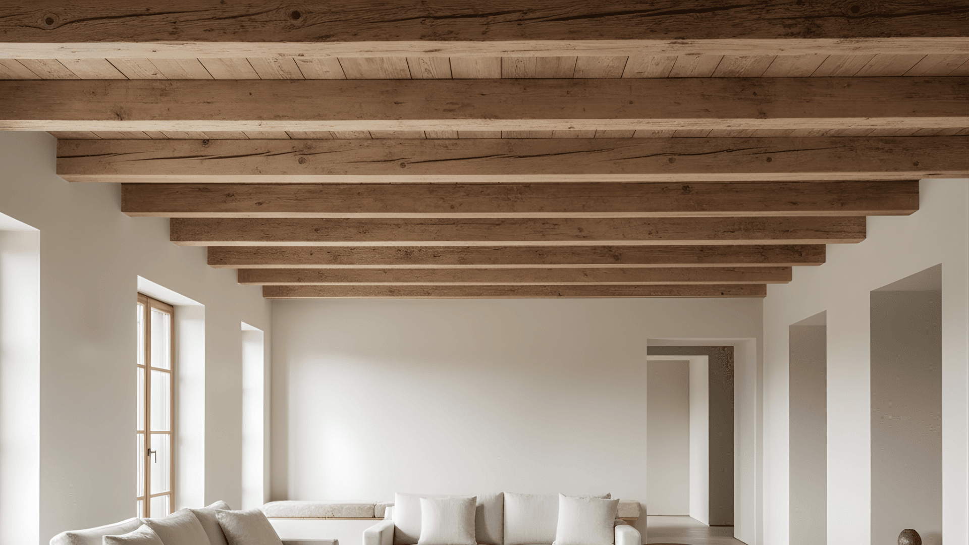 textured finish ceiling beams
