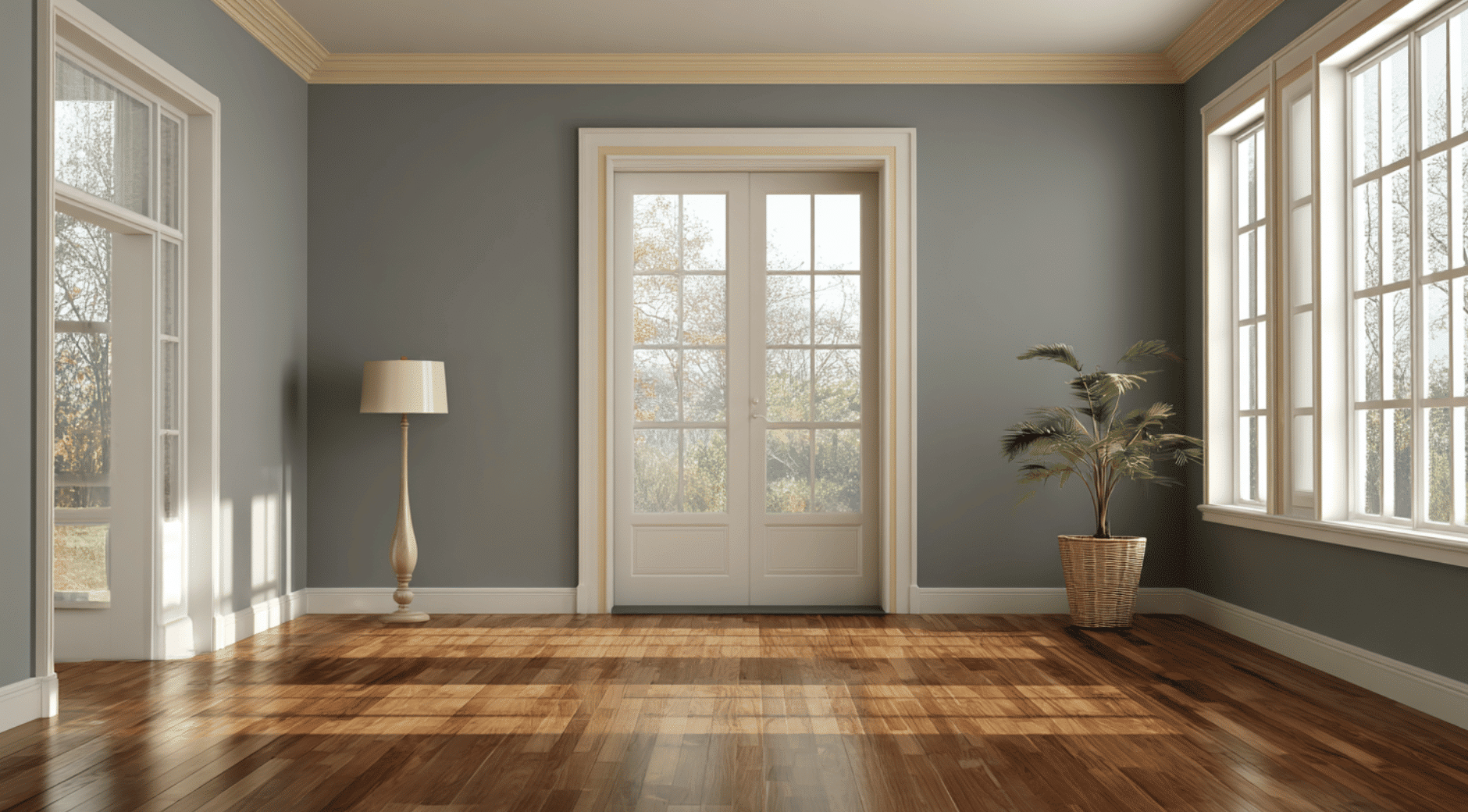 Cool Gray Walls + Beige Trim

