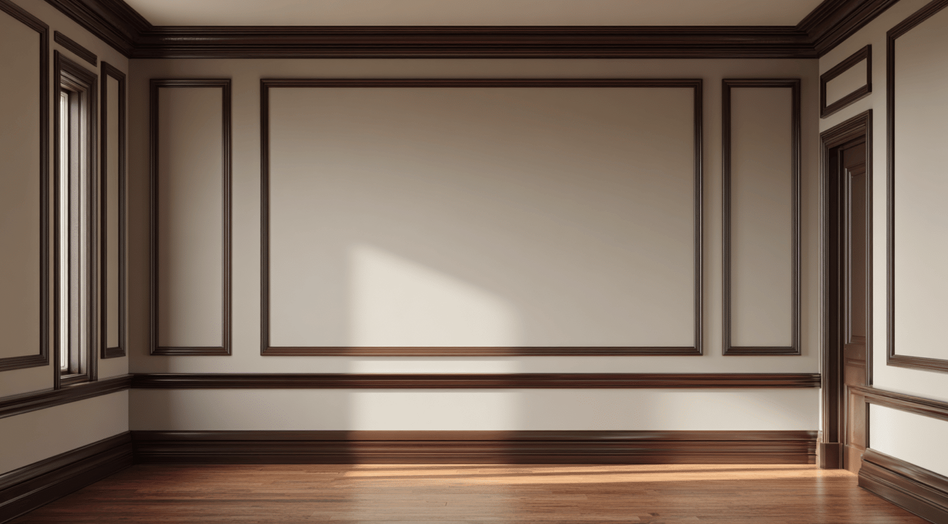 Taupe Walls + Dark Brown Trim
