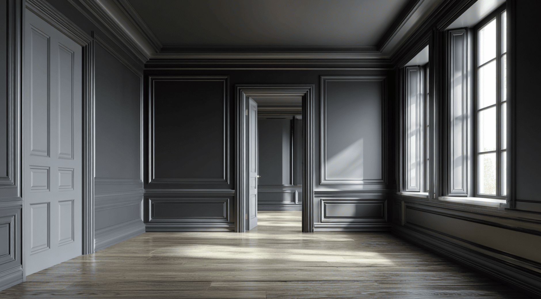Charcoal Walls + Light Gray Trim
