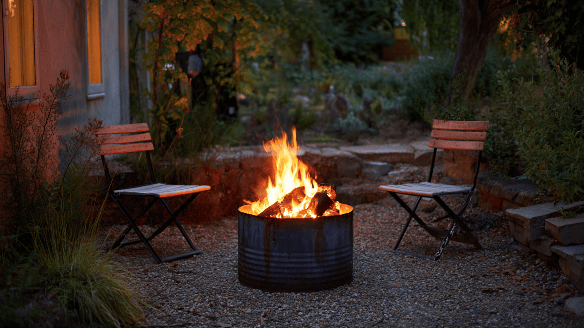 upcycled washing machine drum pit low cost fire pit landscape design idea