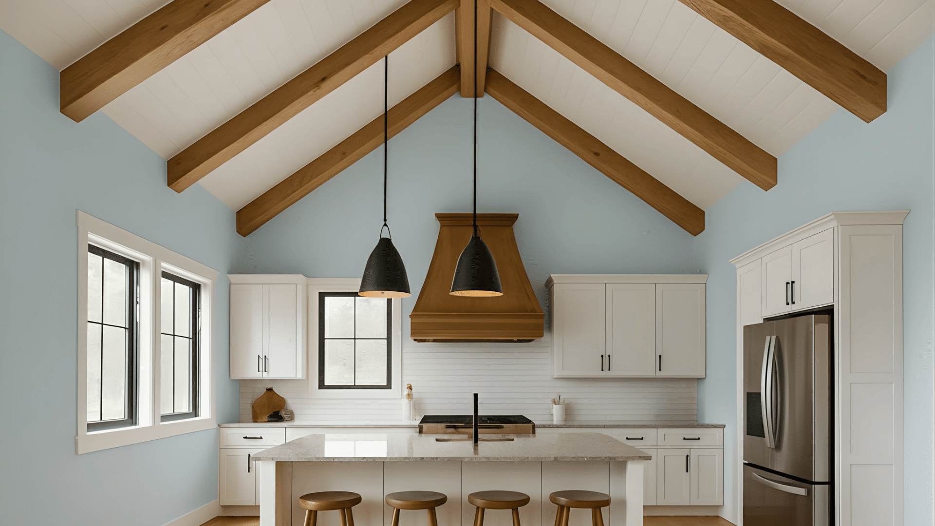 vaulted ceilings with beams
