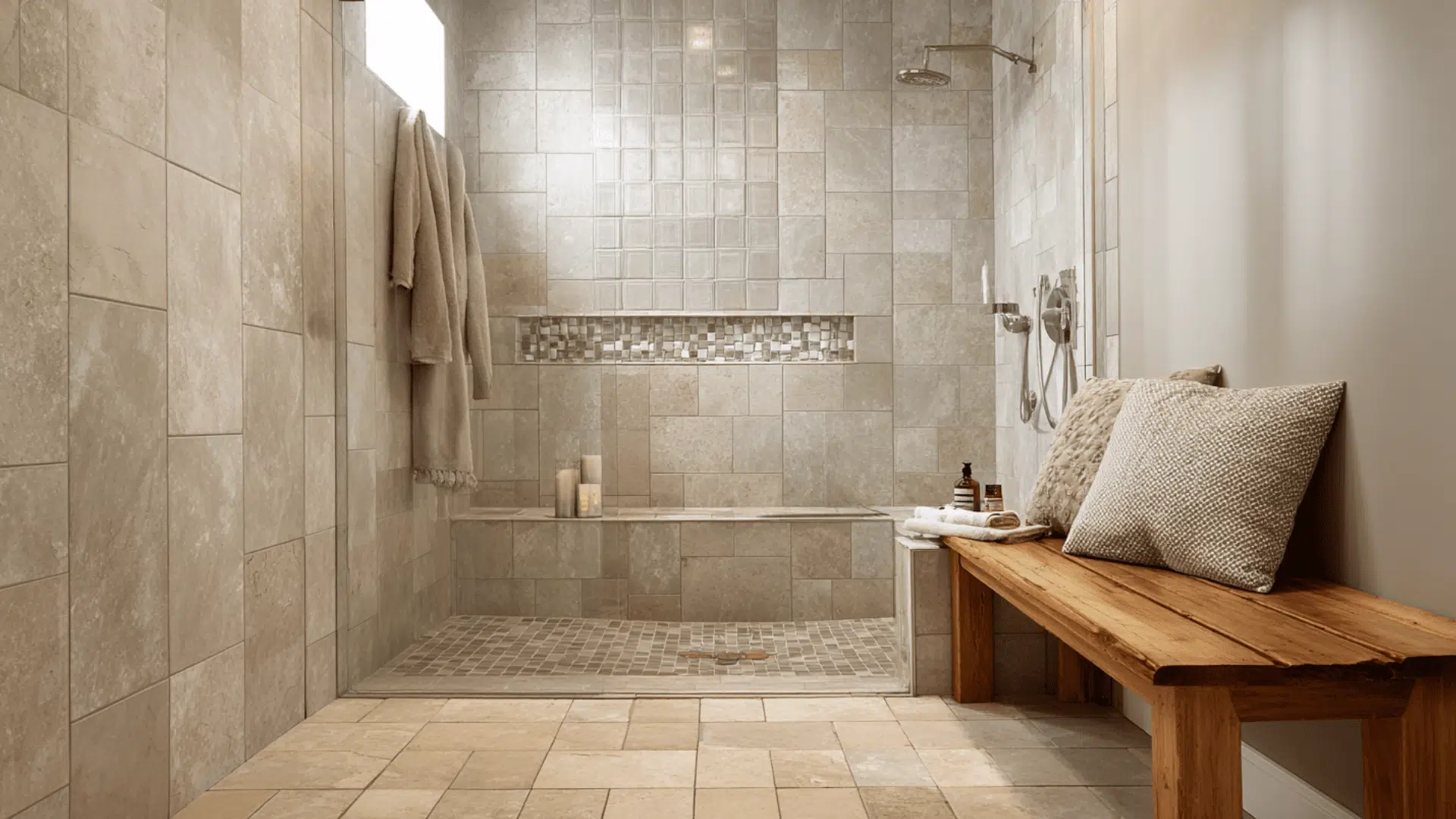 walk in shower with built in bench doorless walk in shower idea