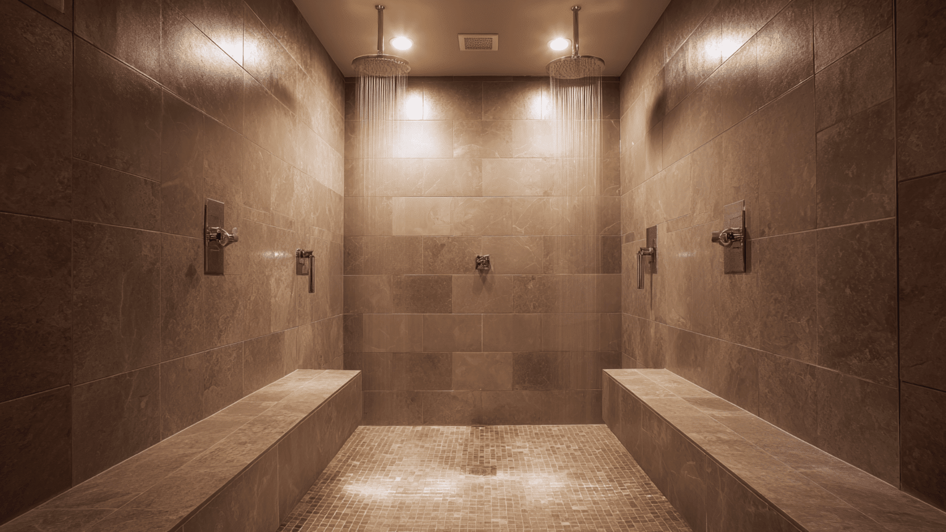 walk in shower with dual rainfall heads doorless walk in shower ideas
