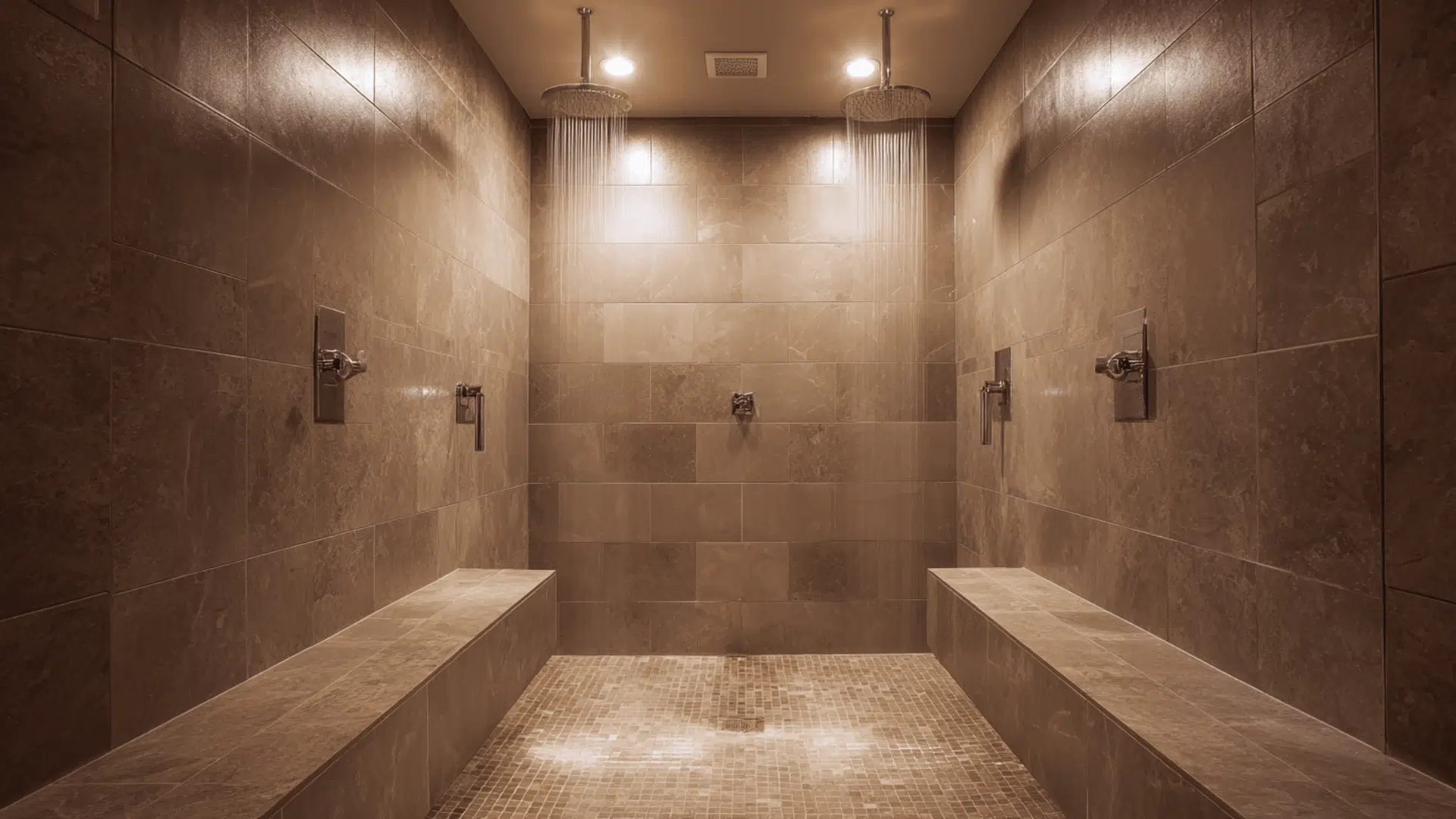 walk in shower with dual rainfall heads doorless walk in shower ideas