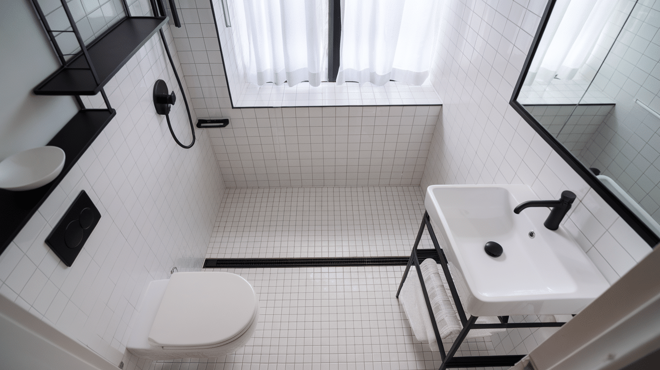wall to wall linear drain wet room bathroom