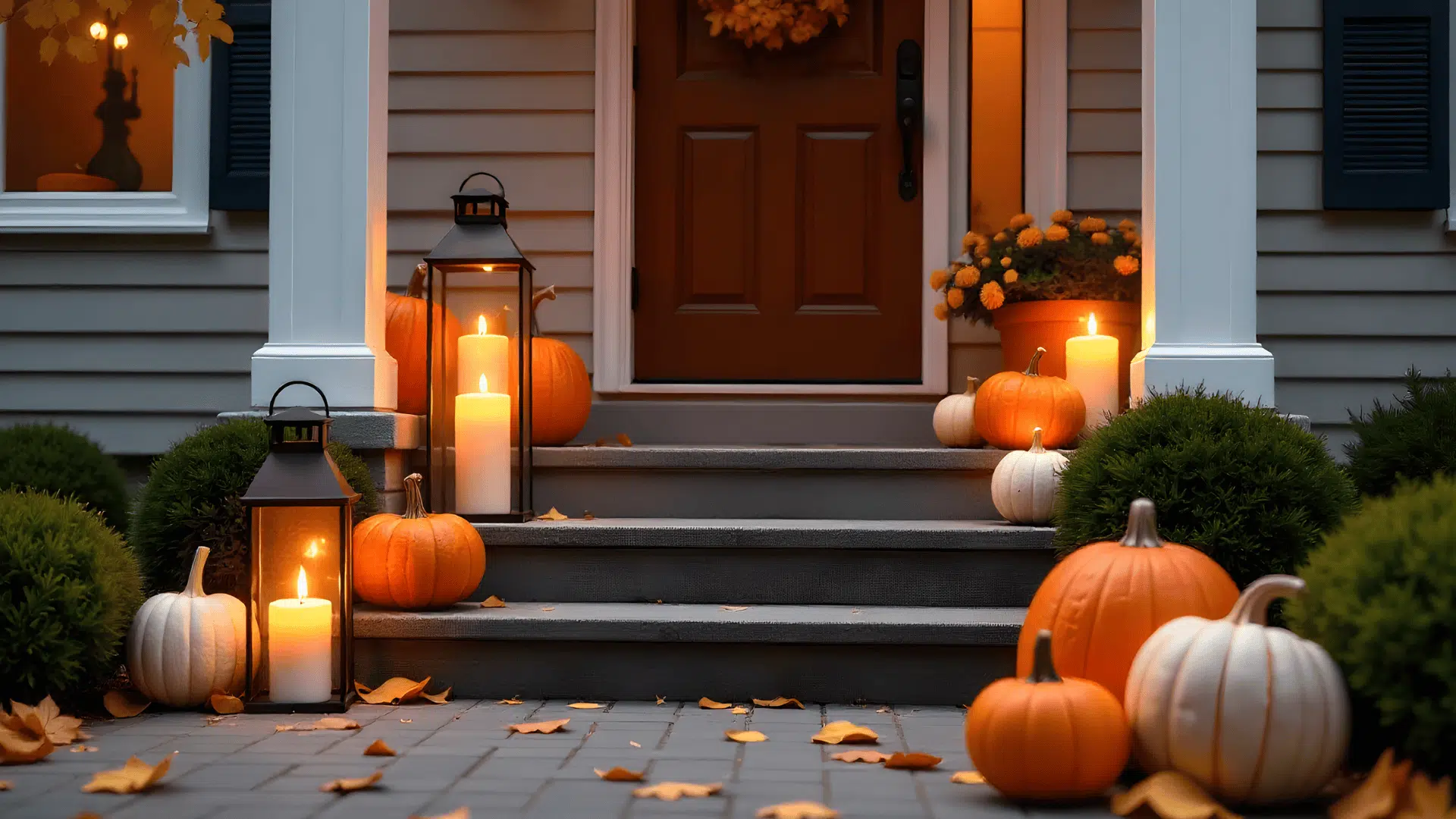 warm candlelight corners fall porch decorating ideas