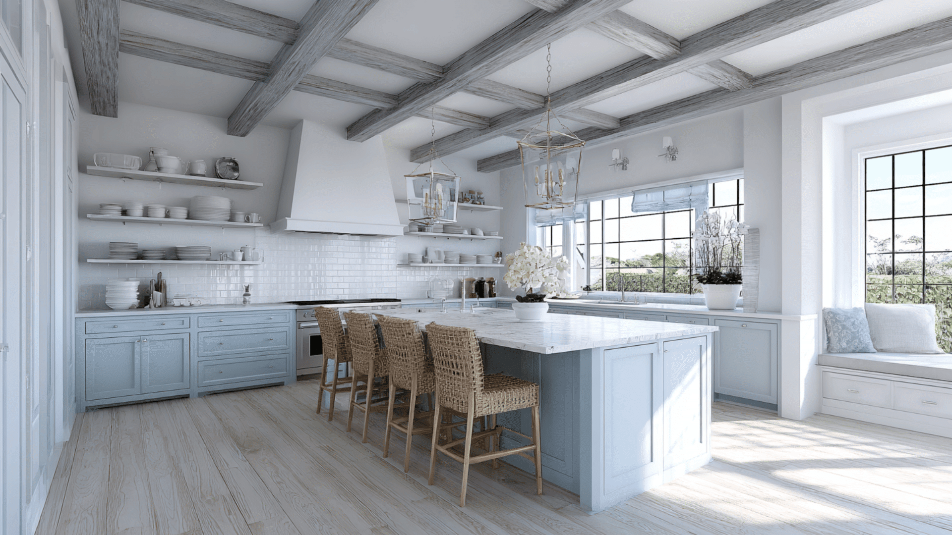 weathered gray beams with matte finish