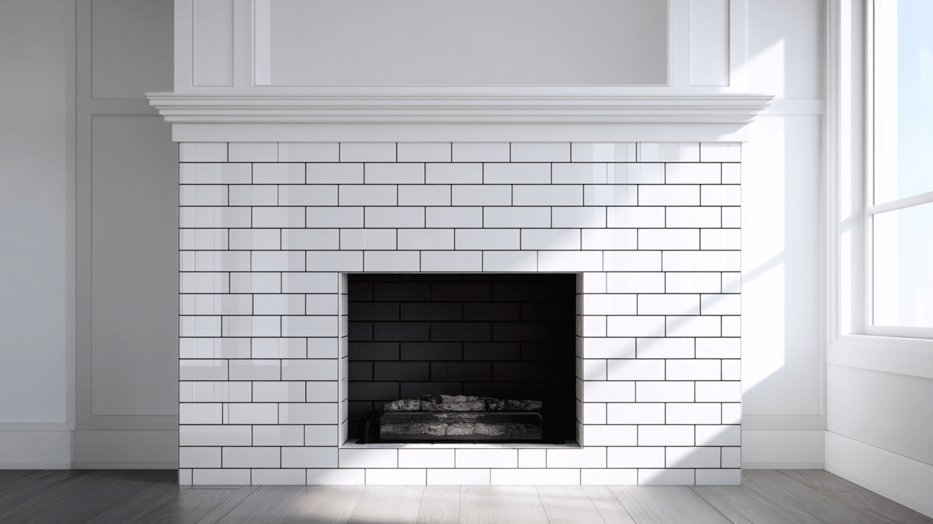 white subway tile contrast