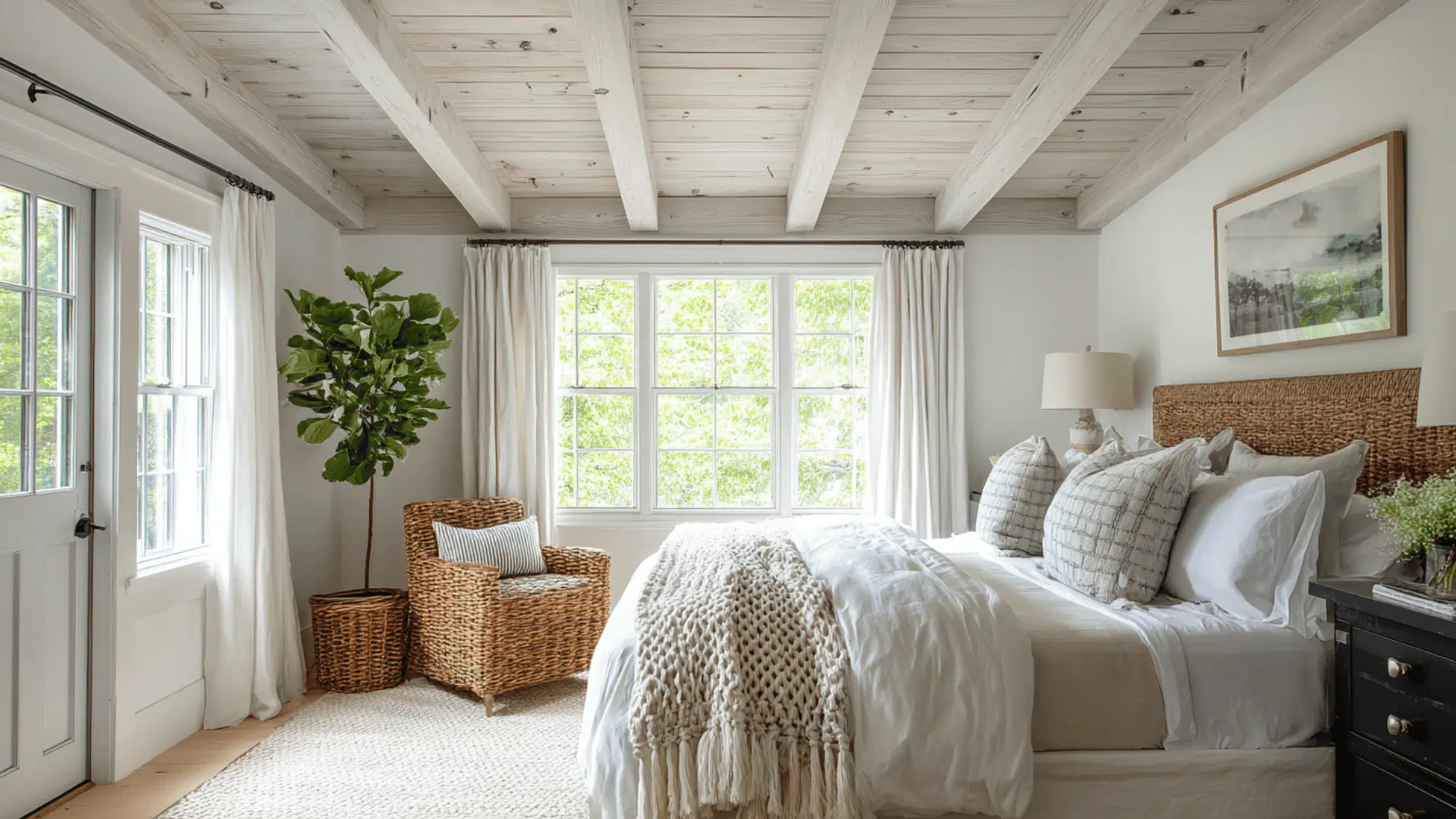 whitewashed pine beams for cottage warmth