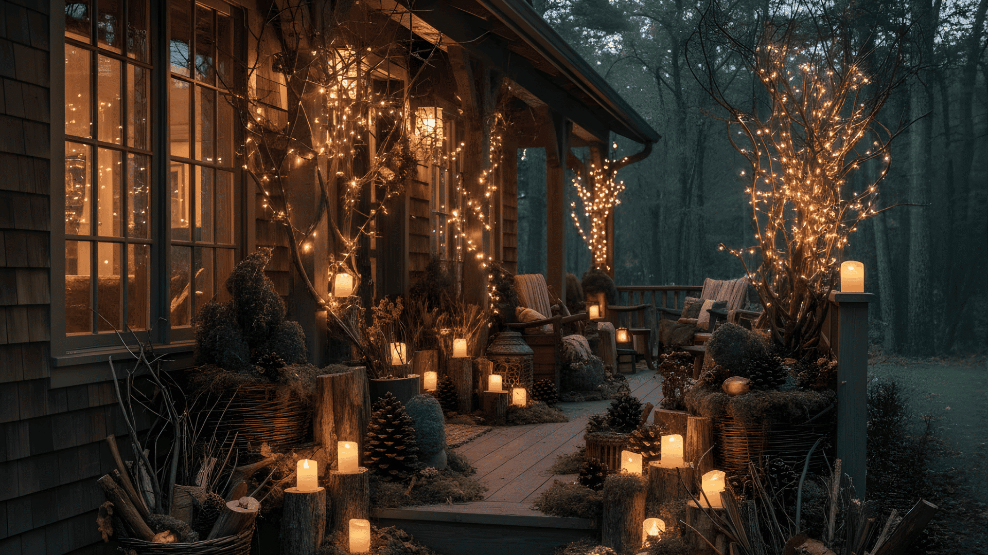 woodland inspired porch fall porch decorating ideas