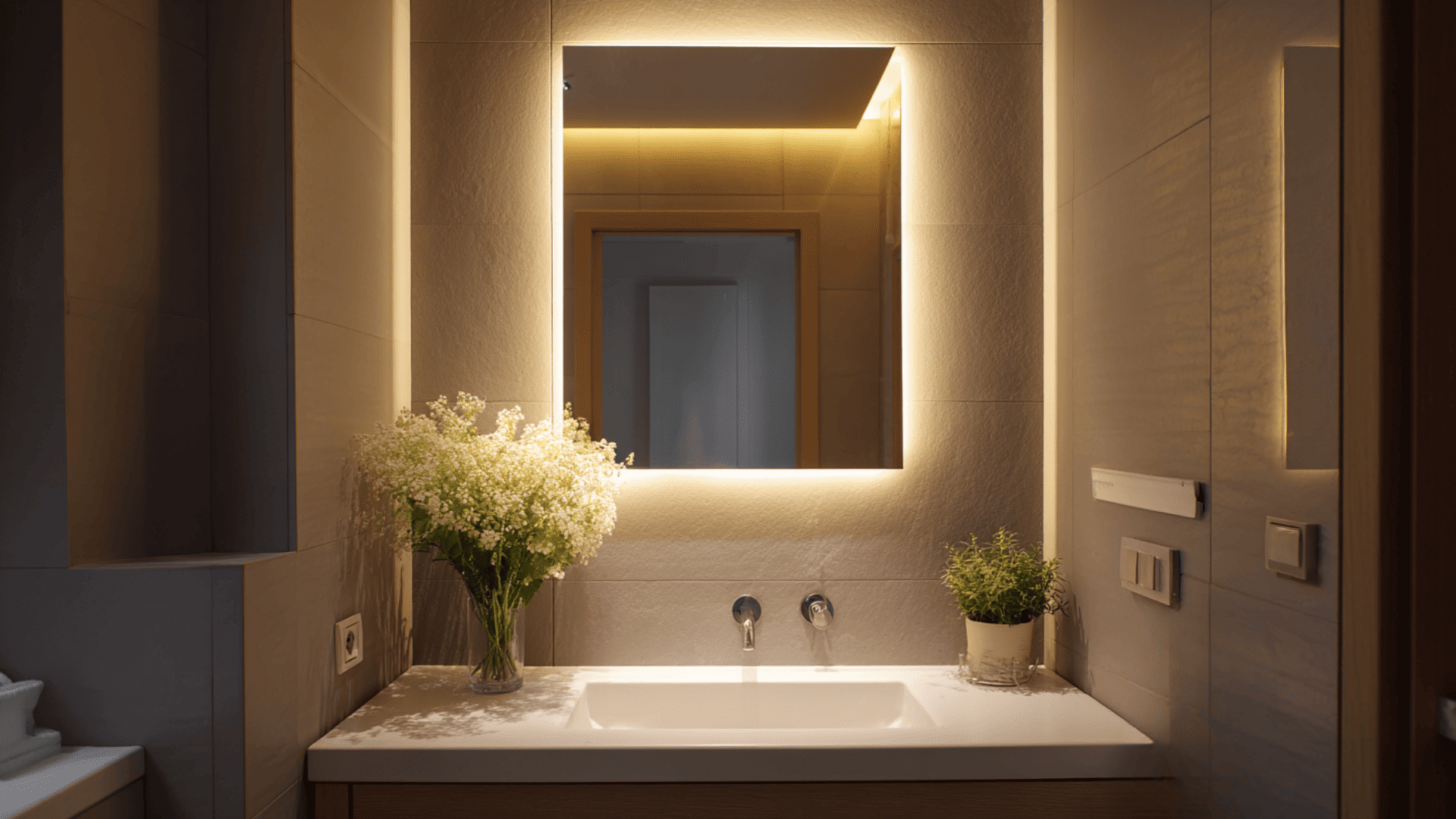 backlit mirror for soft lighting