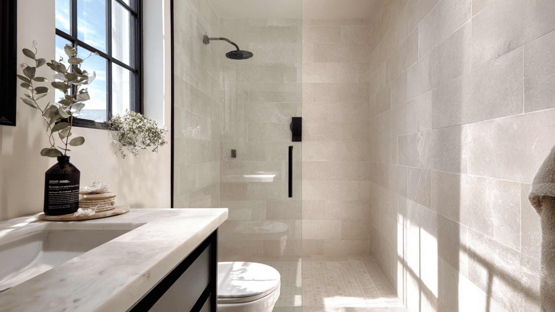 black fixtures for modern contrast