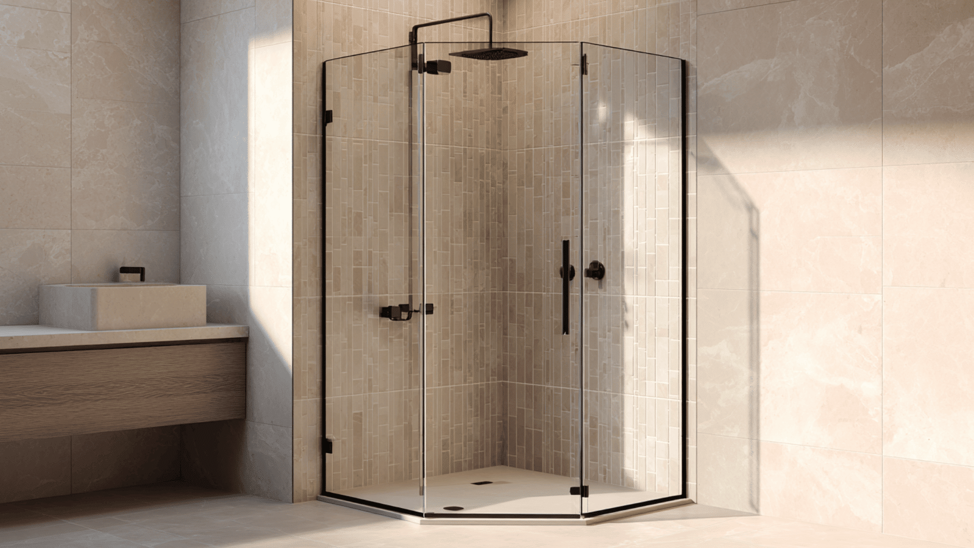 compact corner shower base