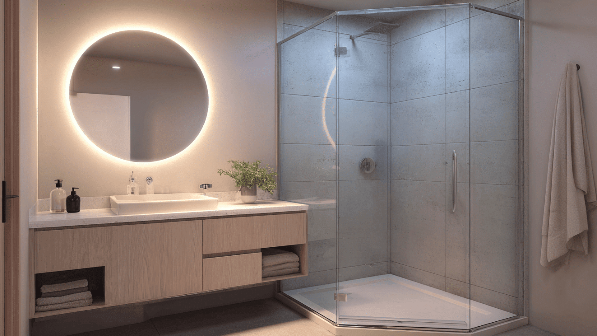 corner vanity to fit the layout