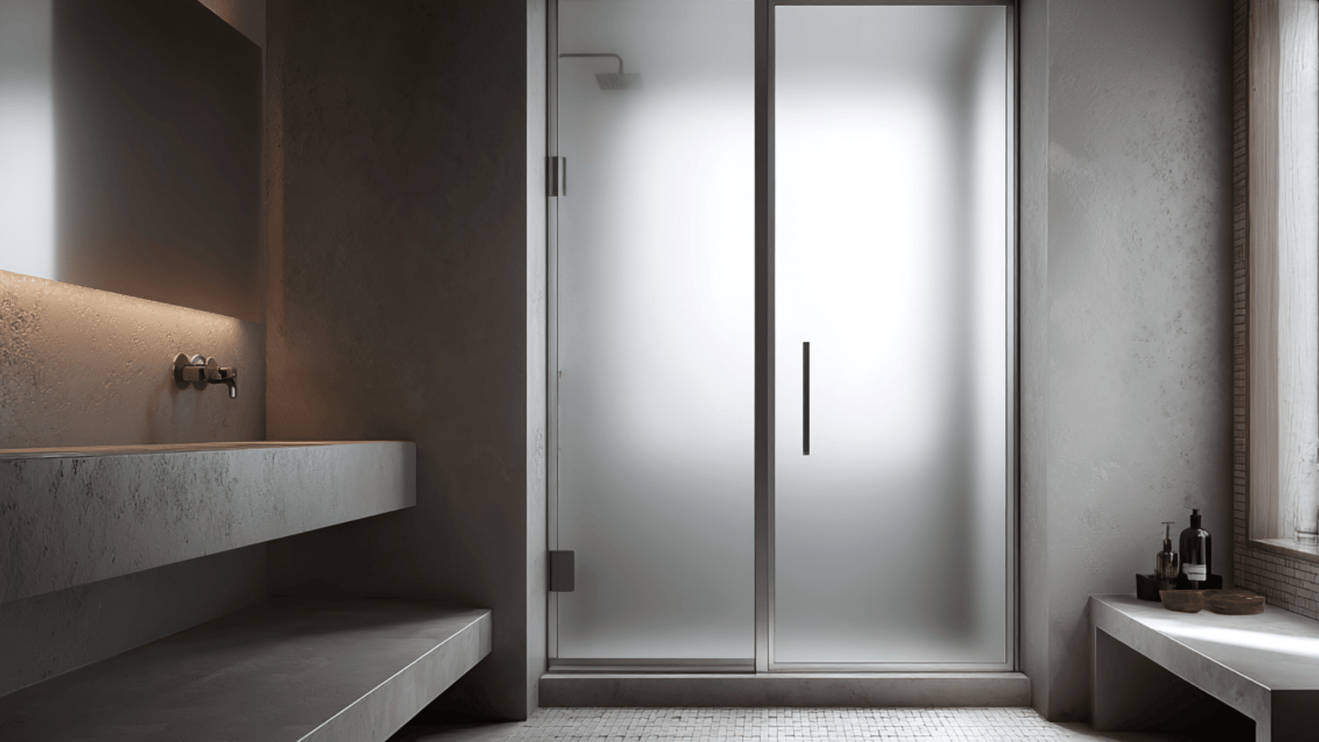 frosted glass shower door