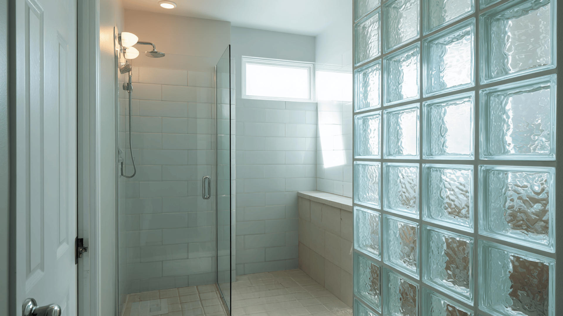 glass block wall for light and privacy