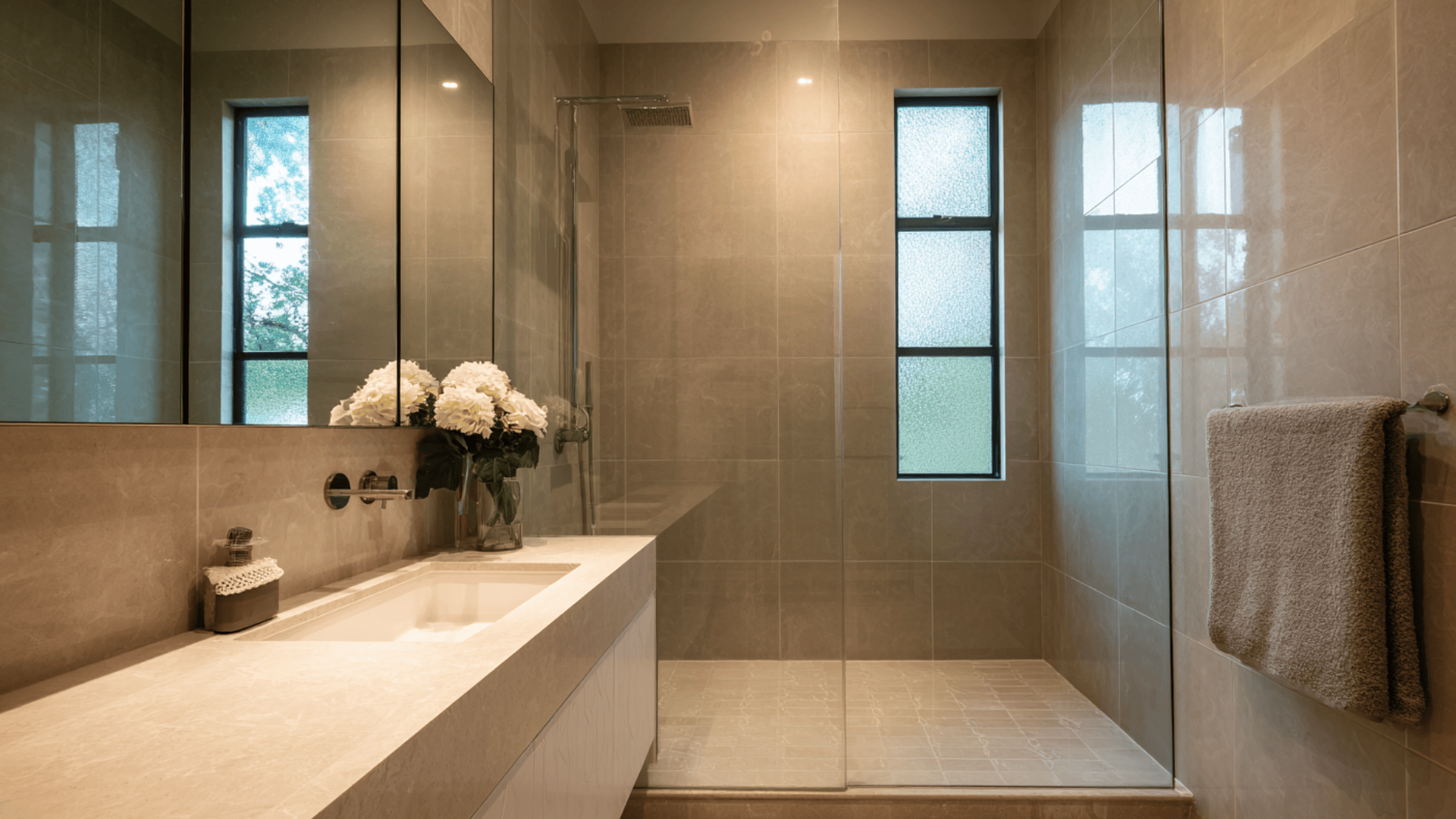 large wall tiles to reduce lines