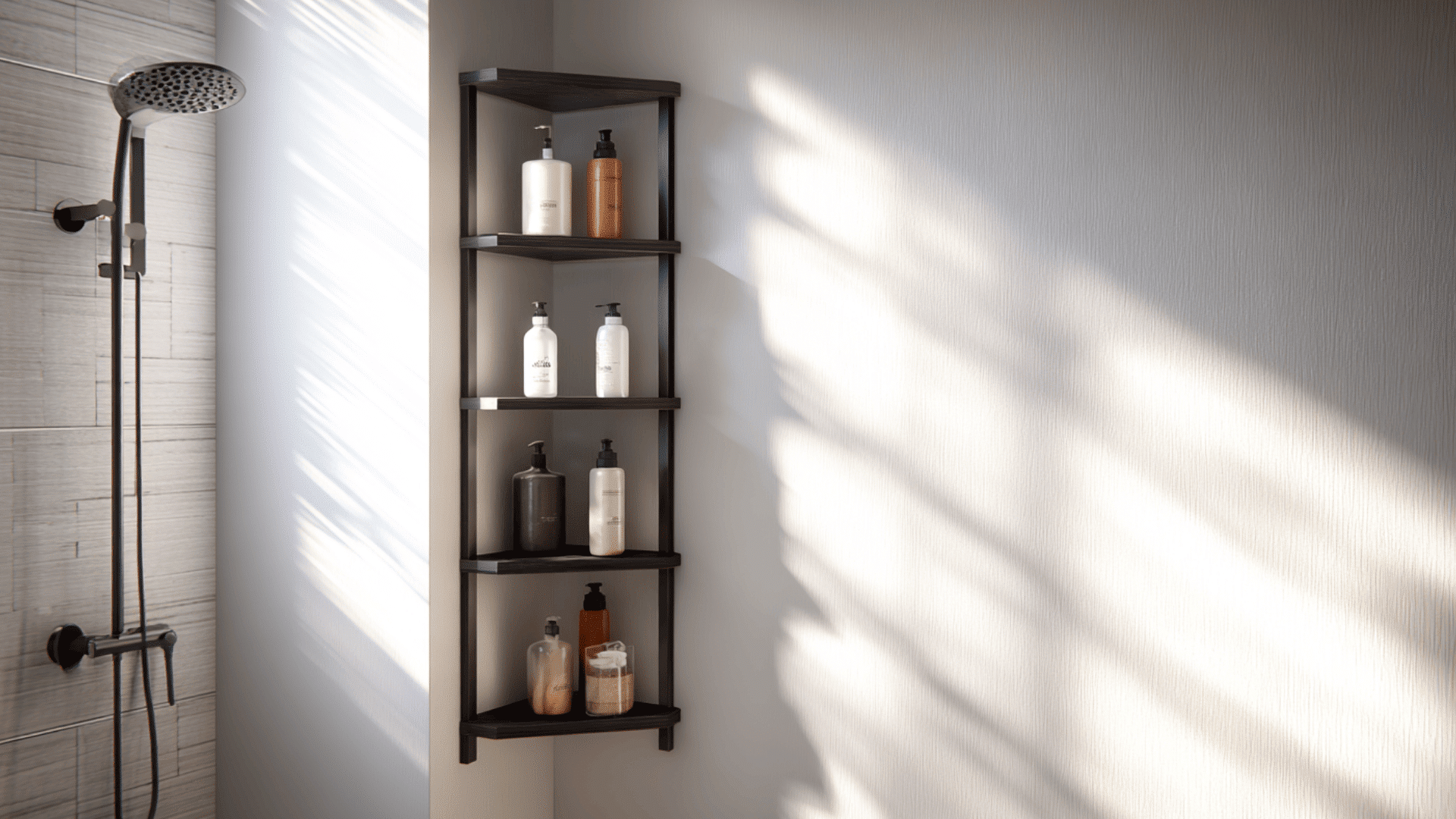 vertical shower storage shelf