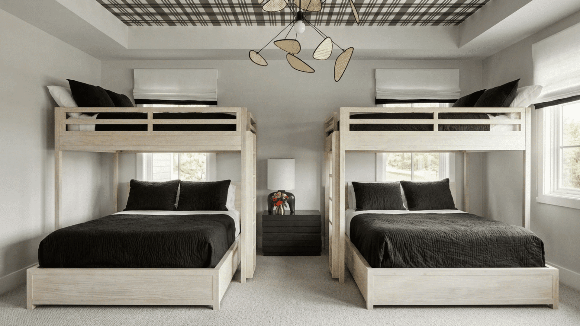 guest bedroom with vertical storage, built-in shelving, cozy bedding, and smart space-saving interior layout.