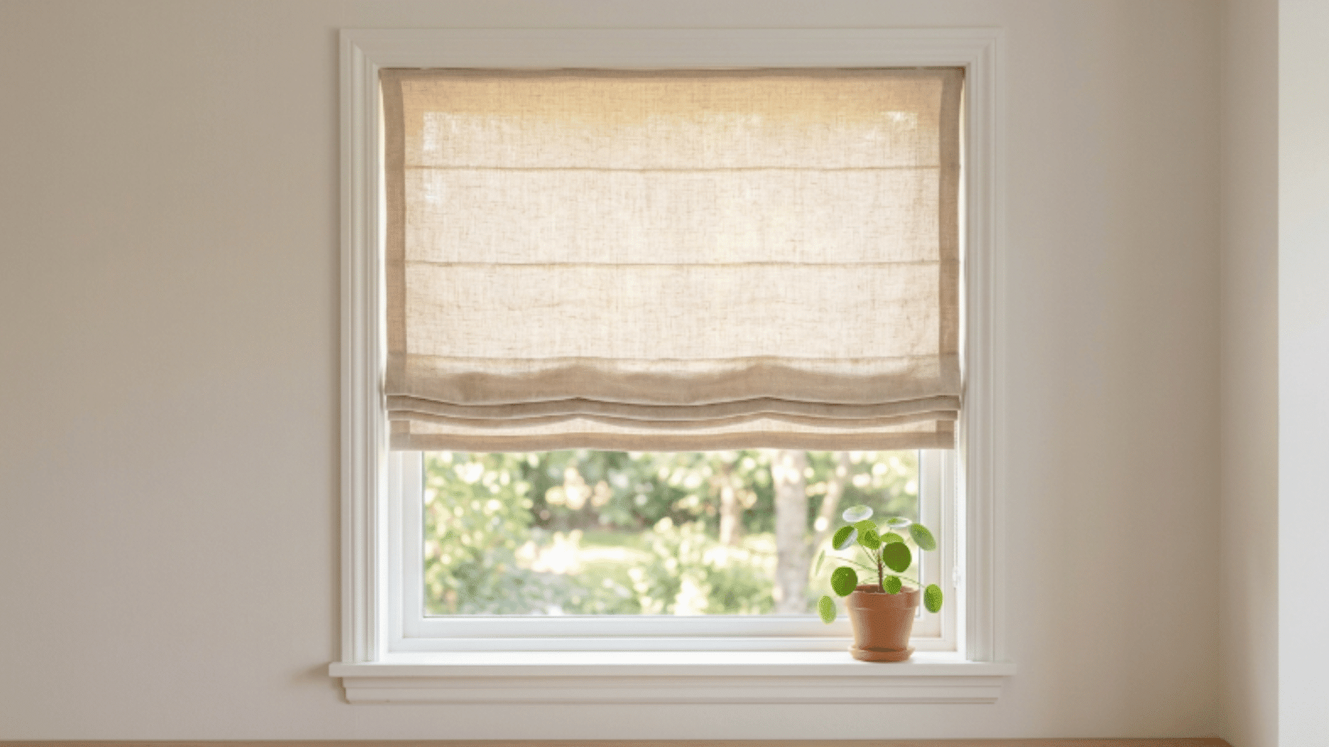 linen roman shade filtering soft daylight in a calm neutral interior setup