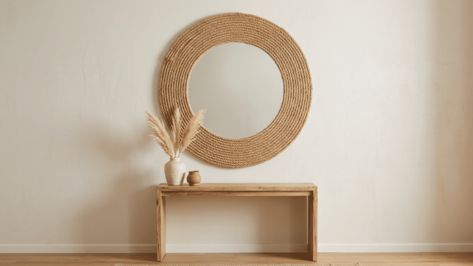 round boho rope mirror with layered jute frame in a warm neutral interior (1)
