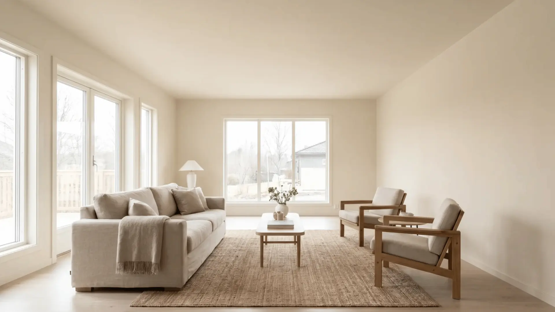 Room with matching Dover White walls and ceiling in a flat finish