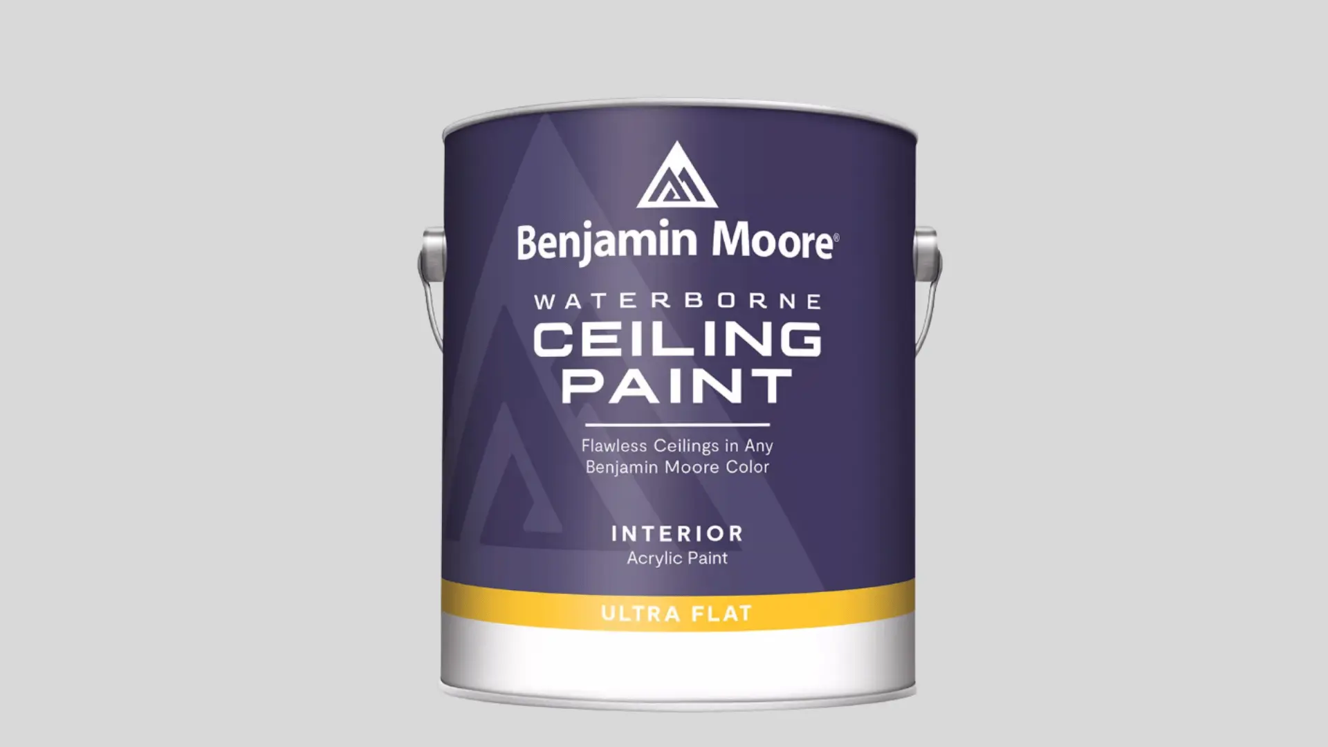 Benjamin Moore Waterborne Ceiling Paint in an ultra-flat interior acrylic formula.