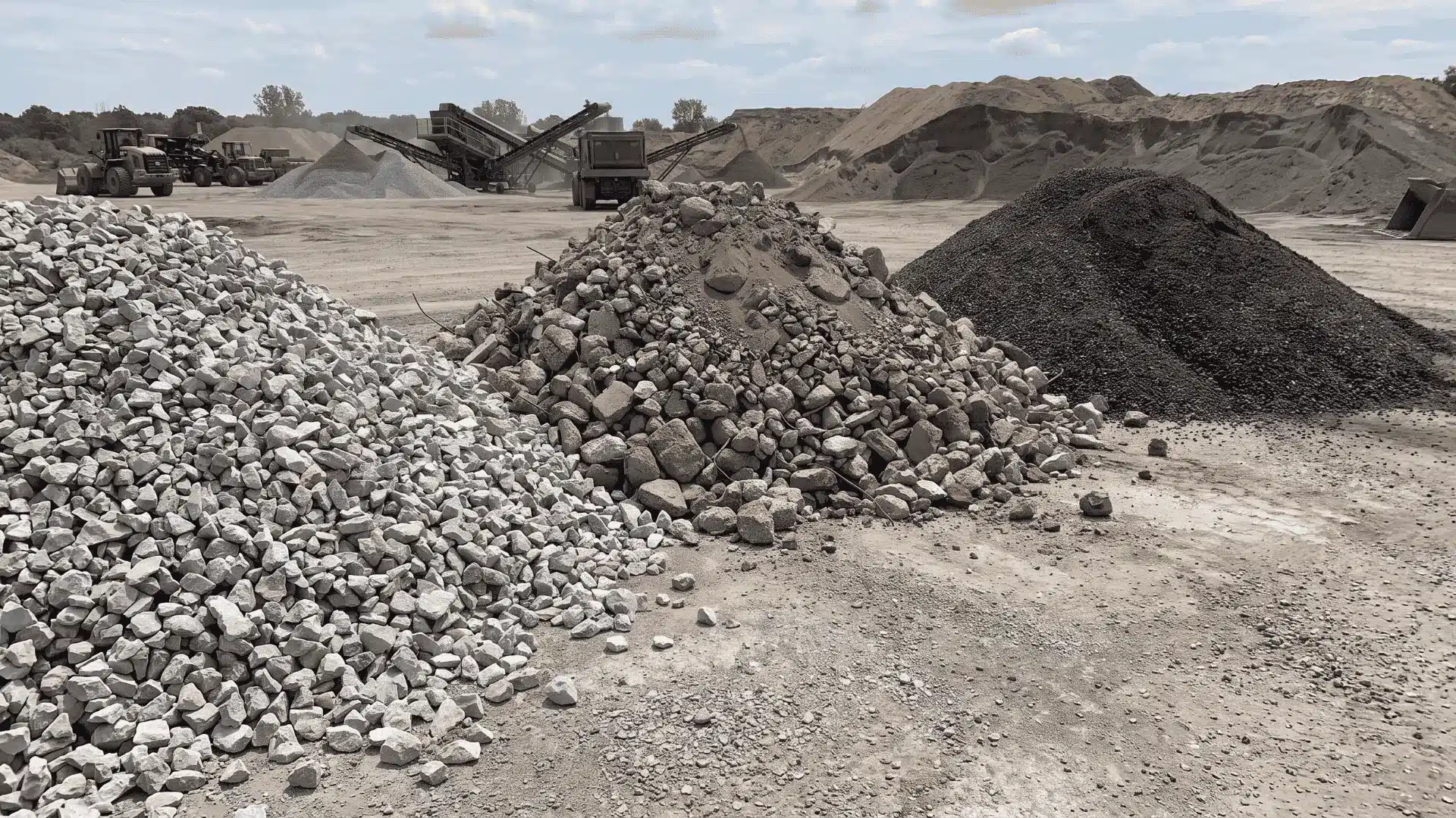 Crushed limestone, recycled concrete, and asphalt millings used as driveway gravel options.