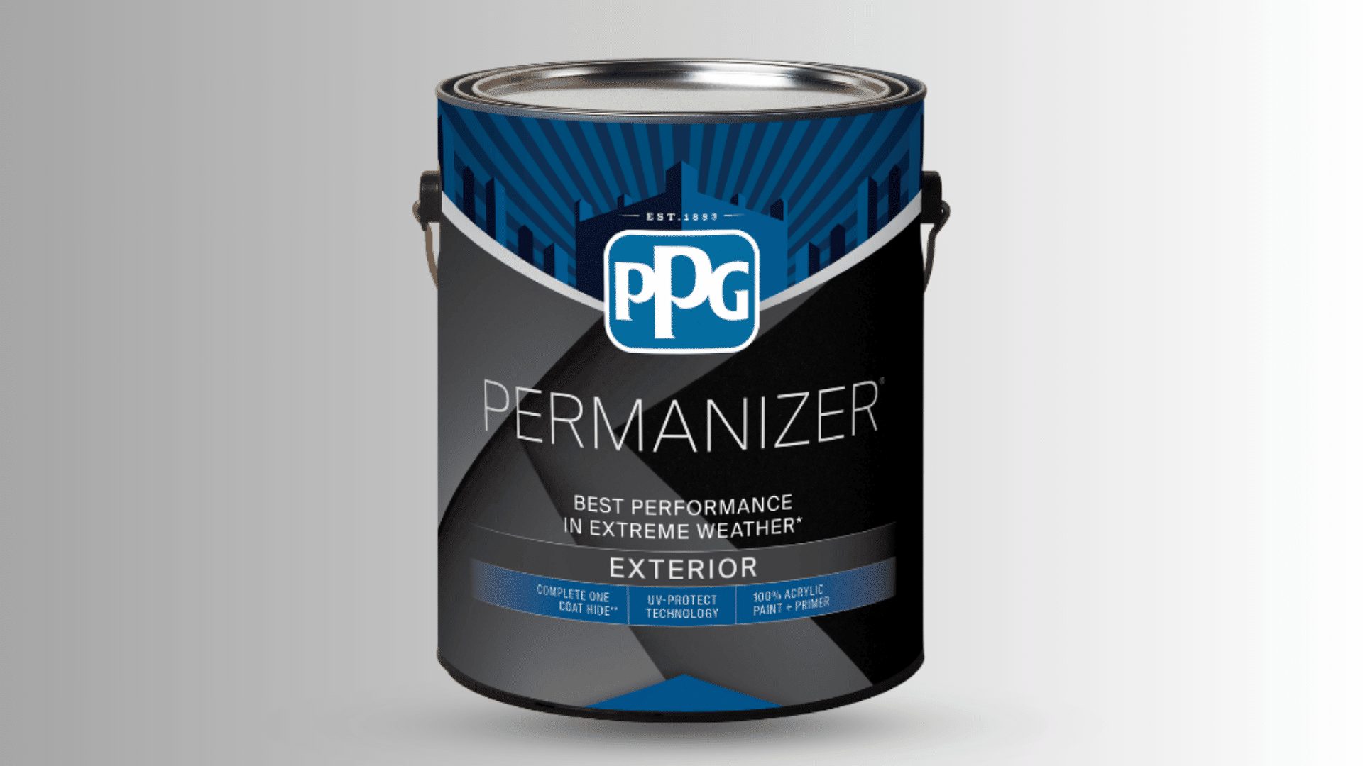 PPG Permanizer exterior acrylic paint and primer can.