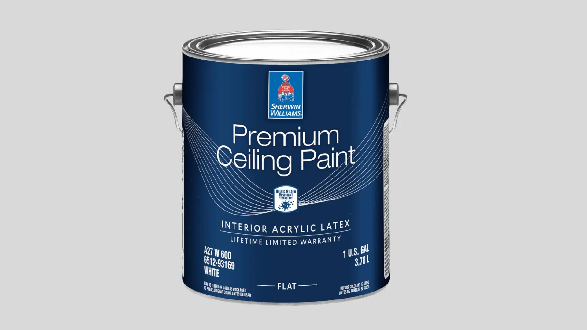 Sherwin-Williams Premium Ceiling Paint in a flat white interior acrylic latex formula.