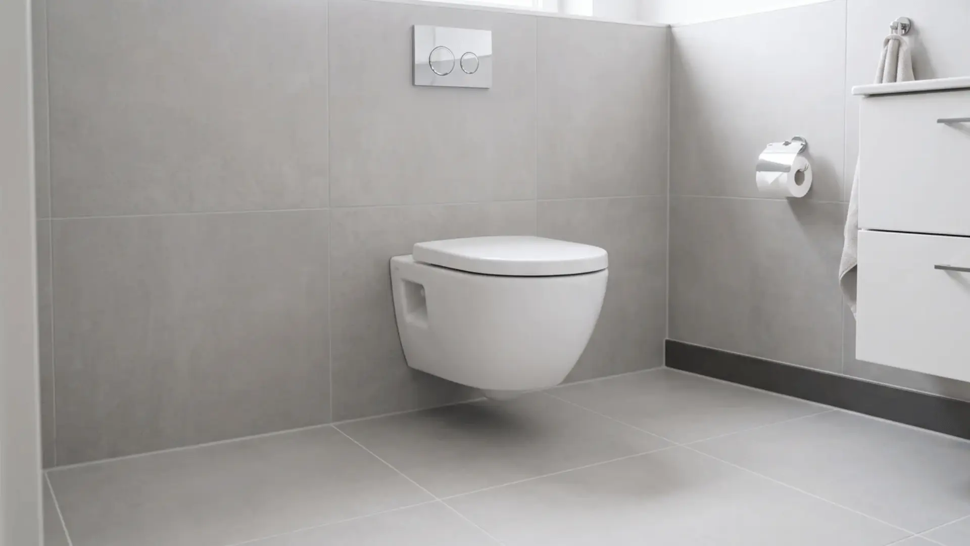 Wall-mounted toilet with open floor space