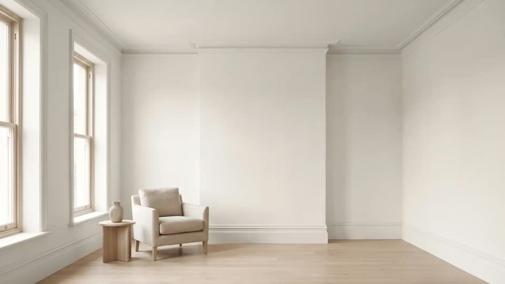 Room with Wimborne White walls, ceiling, and trim in a matte finish